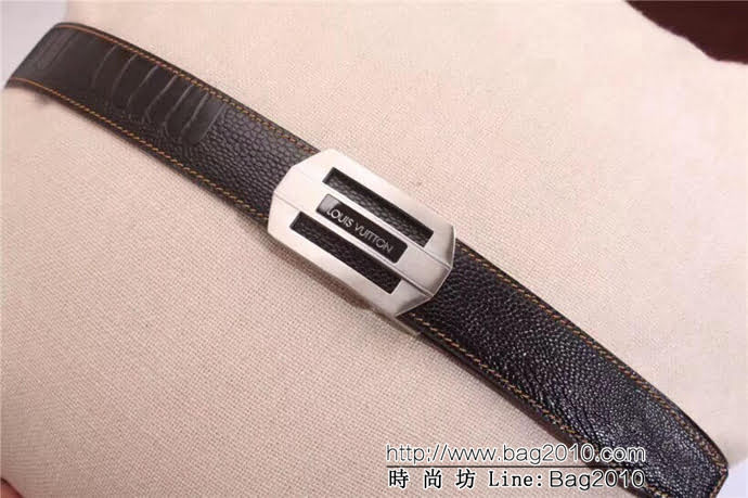 路易威登LV 雙面原版進口牛皮壓鴕鳥腳紋 316精鋼Z字母鋼自動扣 男士皮帶  xfp1227
